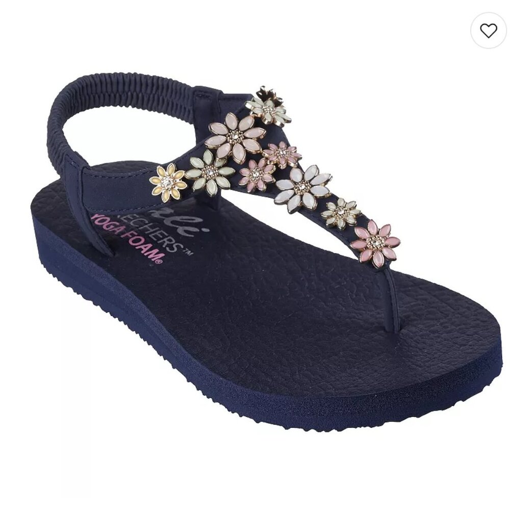 Skechers Cali Meditation Glass Daisy Sandals Navy Multi Womens Size 8 NIB Vegan - Picture 7 of 7